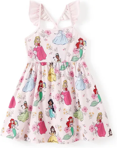 Miniatura 8 de Disney Vestido de princesa Minnie Mouse Frozen Elsa para niñas, con volantes, sin mangas, entrecruzado, ropa de verano para bebé a niño pequeño