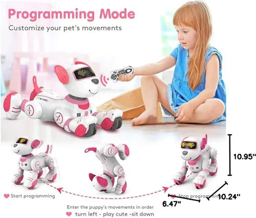Miniatura 7 de VATOS - Perro robot de control remoto para niños - Perro robot de juguete interactivo con toque y seguimiento, robot perro de 17 funciones, cachorro