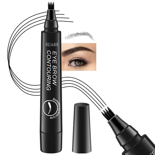 Kaely Lápices de cejas para mujer, bolígrafo mágico preciso e impermeable de 4 puntas, bolígrafo de contorno de cejas de microblading, lápiz de