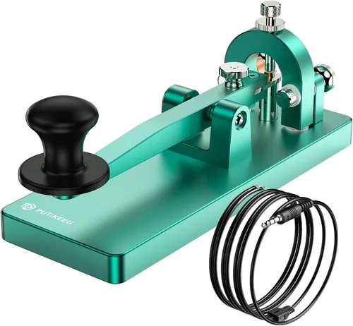 Putikeeg CW Telegraph Key - Llave clásica de código morse de acero inoxidable resistente, radioaficionado de onda corta, oscilador de práctica de