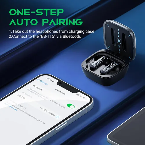 Miniatura 3 de Black Shark Auriculares Inalámbricos Verdaderos para Juegos, Bluetooth 5.3 con Modo de Música, 30 Horas de Tiempo de Reproducción, Llamadas Estéreo
