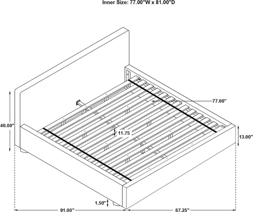 Miniatura 3 de Coaster Home Furnishings Gregory - Cama de plataforma tapizada grafito