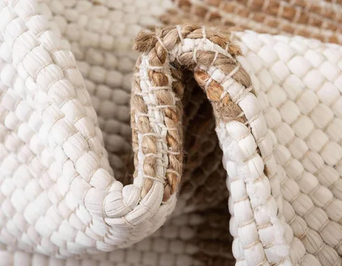 Miniatura 8 de Unique Loom Chindi - Alfombra rectangular de yute (2 x 3 pies 1 pulgada, rectangular, blanco y natural/natural)
