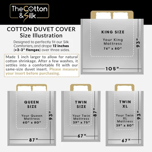 Miniatura 8 de THE COTTON & SILK® ️ Juego de funda de edredón 100% de algodón de fibra larga de lujo, suave y transpirable, incluye 1 funda de edredón con lazos
