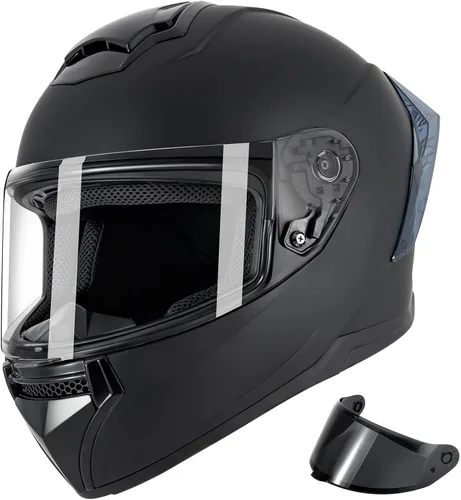 Miniatura 12 de Cascos de motocicleta de cara completa para adultos, casco de motocicleta para hombres y mujeres, aprobado por DOT con 2 viseras extraíbles