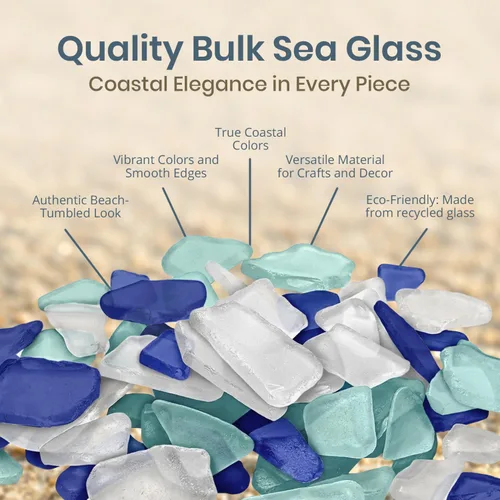 Miniatura 2 de Blue White Aqua Sea Glass - Bolsa de vidrio de playa de 11 onzas para manualidades y decoración, vidrio de mar para manualidades, relleno de jarrón