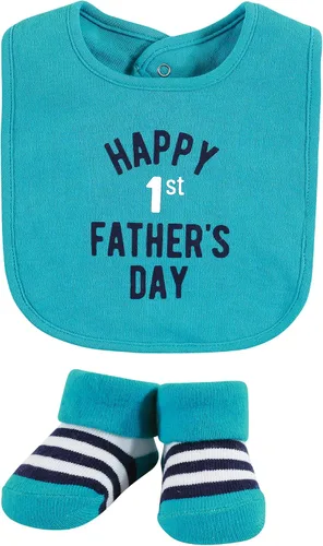 Miniatura 159 de Hudson Baby Conjunto de babero y calcetines unisex de algodón para bebé
