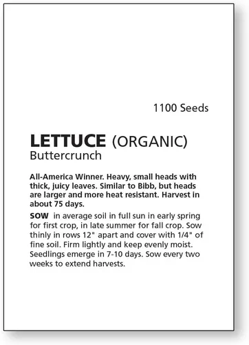 Miniatura 5 de Semillas de lechuga Burpee Buttercrunch híbrido (orgánico) 1100 semillas Buttercrunch Hybrid (Orgánico)