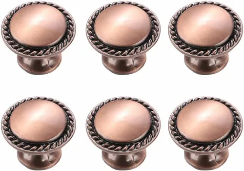 Miniatura 8 de Perilla redonda de estilo retro para armario, cajón, muebles de cocina, vestidor, puerta, armario y persianas de baño, manija de tirador de bronce