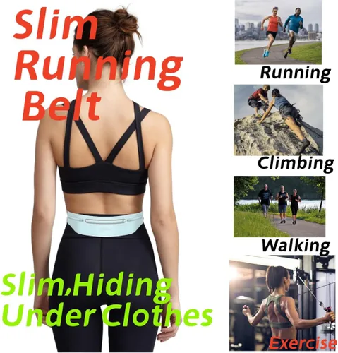 Miniatura 8 de Cangurera delgada con 3 bolsillos separados para mujeres y hombres, riñonera reflectante para correr, correr, caminar, ciclismo, campamento, Negro