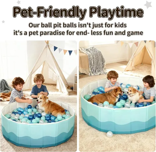 Miniatura 4 de Piscina de bolas de 40 pulgadas para niños pequeños y mascotas, pelota plegable para bebés, corralito de juegos y valla con bolsa de almacenamiento