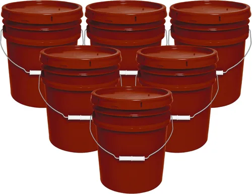 Miniatura 29 de Balde de 5 galones y tapa - Cubo resistente de 90 mil para todo uso - Fabricado en los Estados Unidos - Grado alimenticio - Plástico sin BPA - Rojo