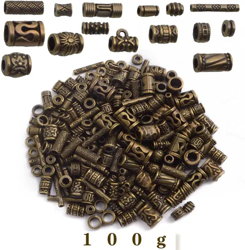Miniatura 12 de BronaGrand 3.53 oz (alrededor de 220-300 unidades) cuentas espaciadoras de columna de oro antiguo, abalorios, collares, dijes, accesorios para Oro