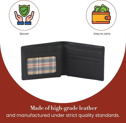Miniatura 5 de Style n Craft Billetera plegable para hombre con solapa lateral en piel de grano completo, color negro, dimensiones (cerrada) 4-12"W X 3-12"H X 38" D