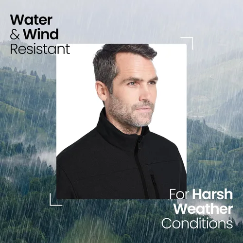 Miniatura 4 de Chaqueta impermeable de peso medio, tela Softshell resistente al agua y al viento, tallas S a 3XL, para hombre