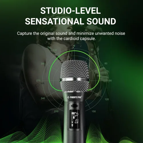Miniatura 3 de Phenyx Pro Micrófono inalámbrico profesional, micrófono dinámico UHF, micrófono inalámbrico de metal, transmisor de mano para sistema de verdadera