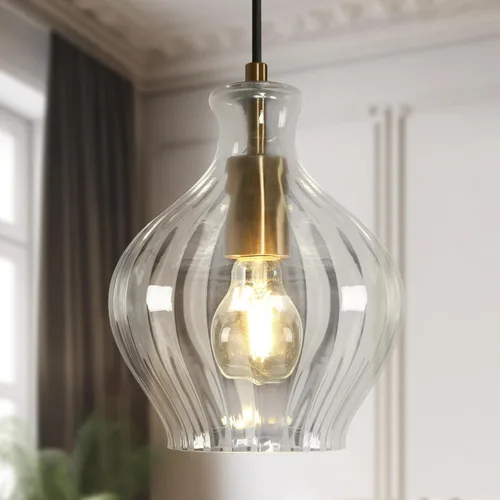 Miniatura 8 de KSANA Iluminación colgante de cristal dorado para isla de cocina, dormitorio, comedor, entrada, fregadero, rincón de desayuno Oro y vidrio sembrado