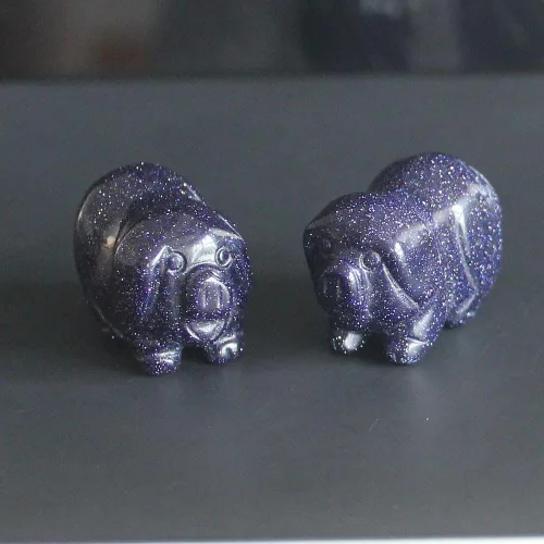 Dos mini figuras talladas a mano de cerdo de cristal talladas a mano, estatua de animales, para oficina, decoración del hogar, colecciones,