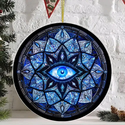Adorno de atrapasoles de cristal con diseño de mal de ojo, decoraciones de Navidad, adornos de Navidad para árbol, ideas de regalo de vacaciones,