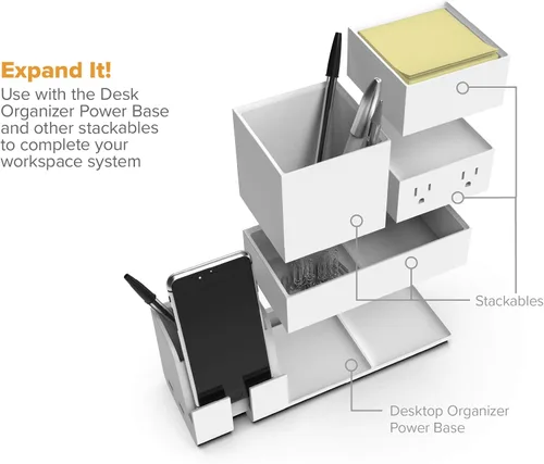 Miniatura 5 de Organizador de escritorio Bostitch Office Konnect con taza para lápices, soporte para bolígrafos, paquete de 2, blanco