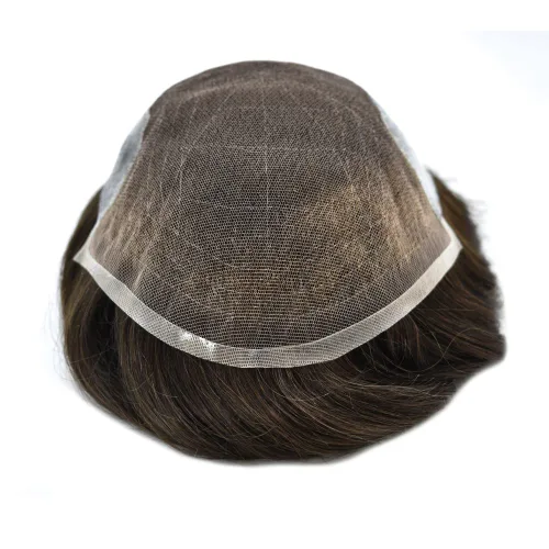 Miniatura 4 de Tupé para hombres, cabello humano real, pieza de cabello para hombre, sistema de cabello de encaje suizo suave para hombres, sistema de reemplazo