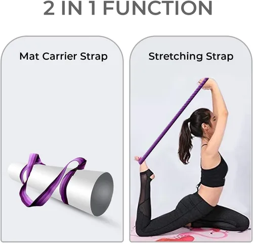 Miniatura 3 de Yoga Mat Carrier Strap Adjustable Mat Holder Sling for Carrying Mats Thick & Comfy Texture Yoga Mat Strap Azul y púrpura