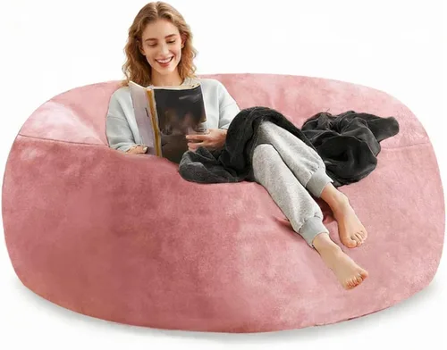 Miniatura 10 de Puf de 3 pies, puf con relleno, espuma viscoelástica altamente resistente, puf redondo de felpa, mueble para sala moderna, silla de lectura de ocio