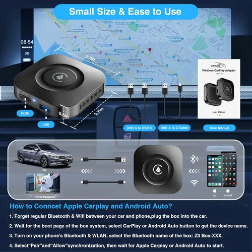 Miniatura 6 de Adaptador inalámbrico CarPlay, Magic Box compatible con YouTube TikTok y más, adaptador inalámbrico Android Auto fácil de configurar para autos