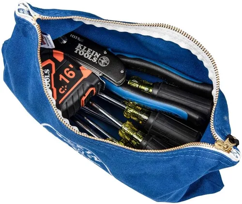 Miniatura 8 de Klein Tools 5140 Bolsa de lona con cremallera, bolsa de herramientas, bolsa utilitaria de depósito bancario, 12.5 x 7 pulgadas, color Amarillo