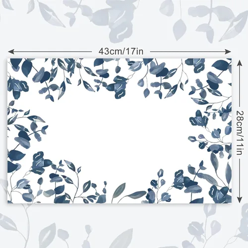 Miniatura 2 de JarThenaAMCS Paquete de 50 manteles individuales de papel de hojas azules de 11 x 17 pulgadas, manteles individuales desechables de hojas