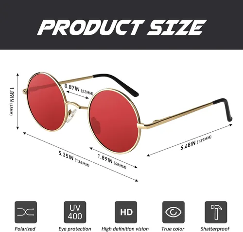 Miniatura 38 de CGID Gafas de sol unisex polarizadas redondas E01 Lennon