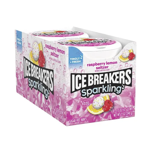 Miniatura 9 de ICE BREAKERS Sparkling Pineapple Mango Seltzer Latas de mentas sin azúcar, 1.5 oz (8 unidades)