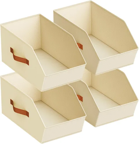 Miniatura 21 de Homsorout Cubos grandes de almacenamiento para armario, con doble asa para ropa, toallas, juguetes, organizadores de estantes para dormitorio