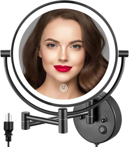 Miniatura 8 de Espejo de Maquillaje de Pared - Aumento 10x de 8'' de Doble Cara Giratorio Extensible Espejo de Baño con Acabado de Níquel 8 "10x Níquel-sin LED