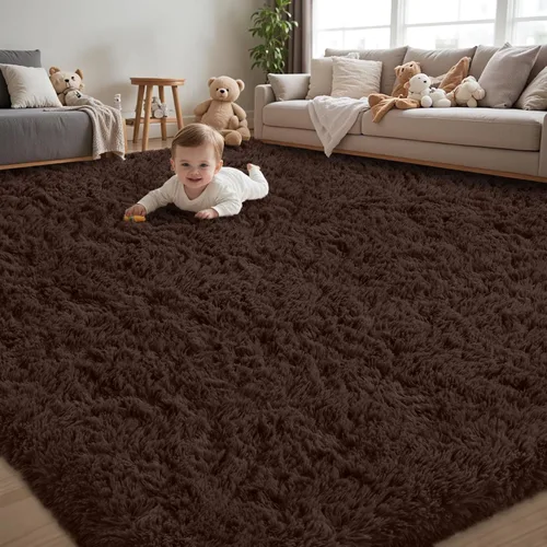 Miniatura 14 de Alfombra de Área 8x10 para Sala de Estar: Alfombras Shag Gris Claro Ultra Suaves y Esponjosas, Alfombra Grande Difusa de Felpa