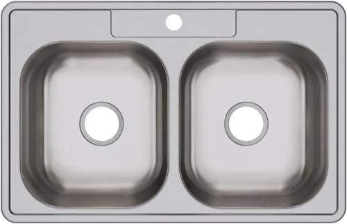 Miniatura 29 de Dayton D233221 Equal - Fregadero de acero inoxidable con doble tazón, 33 x 22 x 6.5 pulgadas