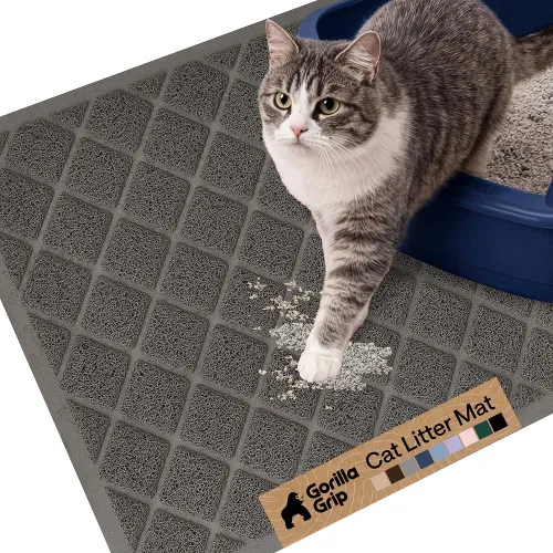Miniatura 37 de Gorilla Grip - Tapete para atrapar la arena del arenero de gatos, 100% impermeable, fácil de limpiar, respaldo texturizado, suelos más limpios, se
