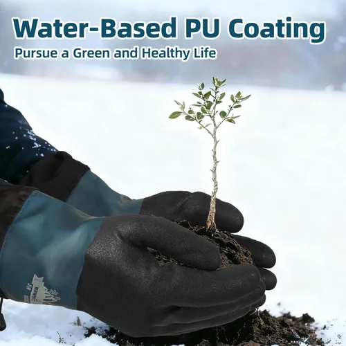 Miniatura 6 de Schwer Guantes de trabajo de invierno 100% impermeables, guantes largos para congelador con revestimiento de poliuretano a base de agua, máxima