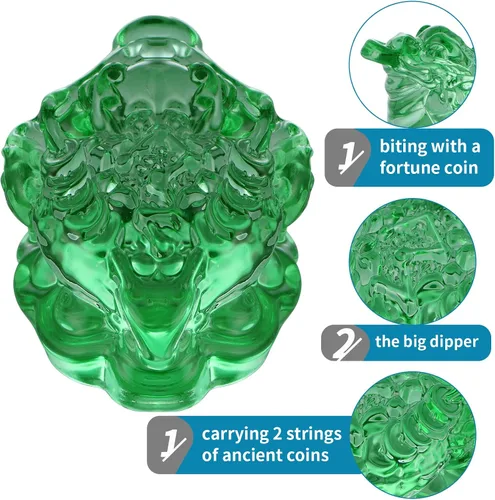 Miniatura 4 de MDLUU Paquete de 2 estatuas de sapo de dinero, ranas de la fortuna de cristal Feng Shui, amuleto de buena suerte para caja registradora, escritorio