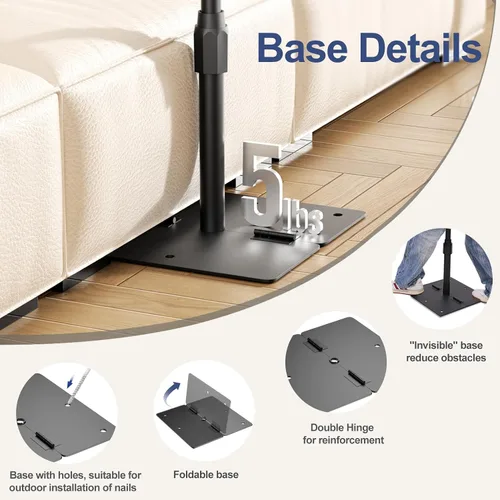 Miniatura 6 de EMART Soporte de telón de fondo, 10x7 pies (AnxAl), soporte de fondo ajustable para fotos con barra mejorada, base plana resistente, tubo de metal