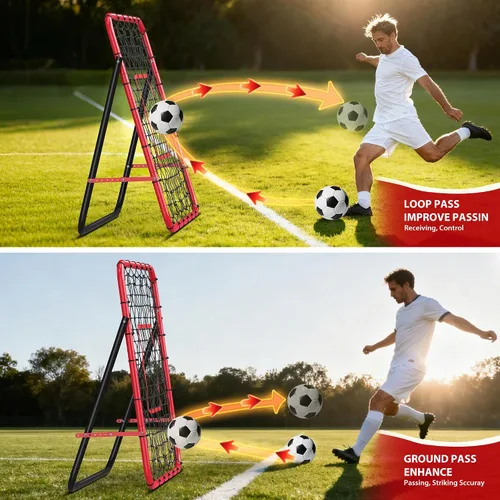 Miniatura 6 de Red de rebote de fútbol 2 en 1 – Entrenador de rebote de 6 x 4.6 pies y 6 x 1.4 pies para práctica en solitario y en equipo, práctica de red