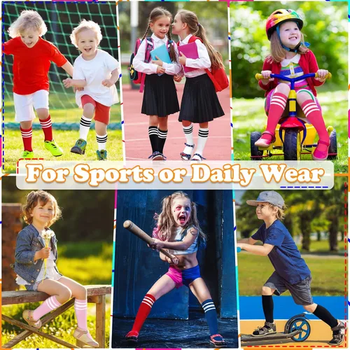 Miniatura 3 de 4 pares de calcetines de fútbol para niños, calcetines de fútbol para niñas, calcetines de fútbol para niños pequeños, calcetines de tubo para niños