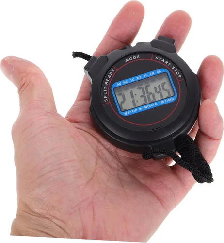 Miniatura 4 de Cronómetro deportivo digital con alarma de fecha, temporizador de alta precisión para natación, correr, yoga, cronómetro negro para entrenadores