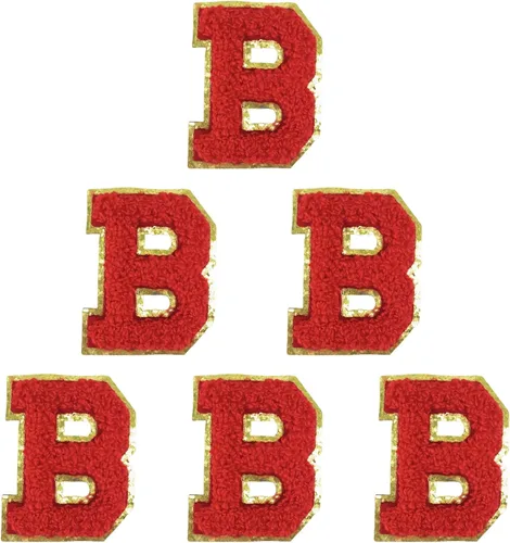 Miniatura 32 de 6 piezas de parches de letras de chenilla autoadhesivas, parches de letras preppy de 2 pulgadas para bolsos, ropa y sombreros, grandes pegatinas