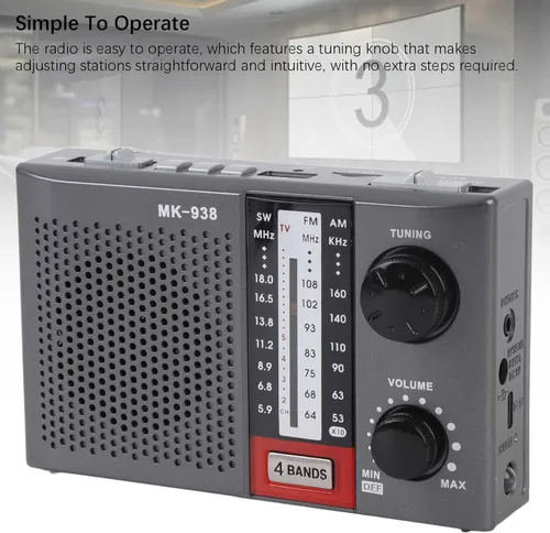 Miniatura 3 de Radio portátil AM FM para personas mayores, estéreo AM FM SW bandas completas Radio vintage con antena, perilla de sintonización grande, linterna