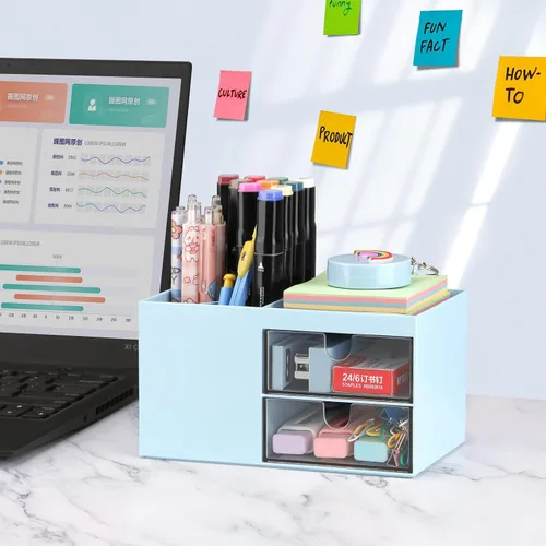 Miniatura 4 de LETURE Organizador de Escritorio con cajón, Suministros de Oficina y Accesorios de Escritorio, Caja de Almacenamiento para Tarjetas de Negocios
