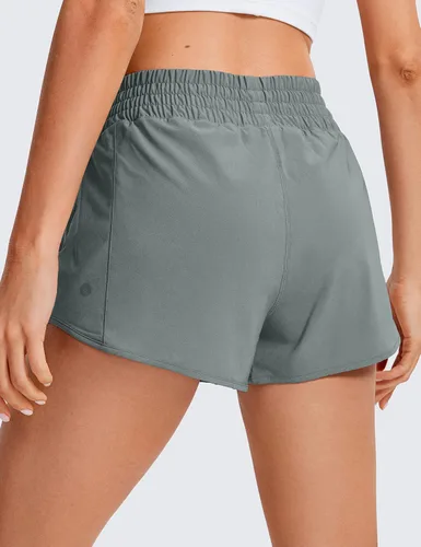 Miniatura 56 de CRZ YOGA Pantalones cortos de correr de cintura alta para mujer de 2.5 pulgadas, forro de malla de secado rápido para entrenamiento deportivo