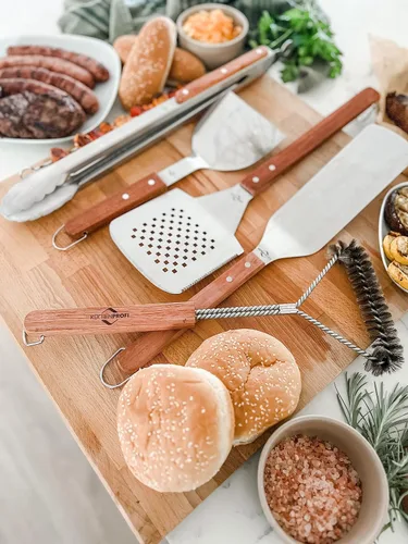 Miniatura 3 de Küchenprofi Cepillo de barbacoa de acero inoxidable – 17.7 pulgadas de largo, mango de palisandro – Cepillo de parrilla resistente y limpiador