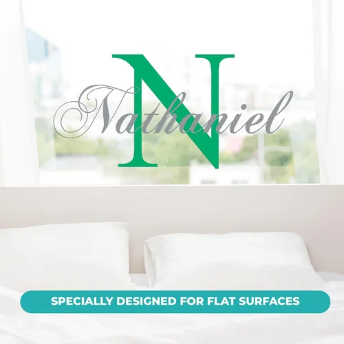 Miniatura 3 de e-Graphic Design Inc Calcomanía de pared personalizada con nombre y letras cursivas iniciales, decoración de bebé niño y niña, calcomanía mural