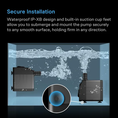 Miniatura 4 de AC Infinity Bomba de agua sumergible de 220 GPH (833 L/H, 18 W), bomba de fuente ultra silenciosa con elevación de 5 pies de alto, cable